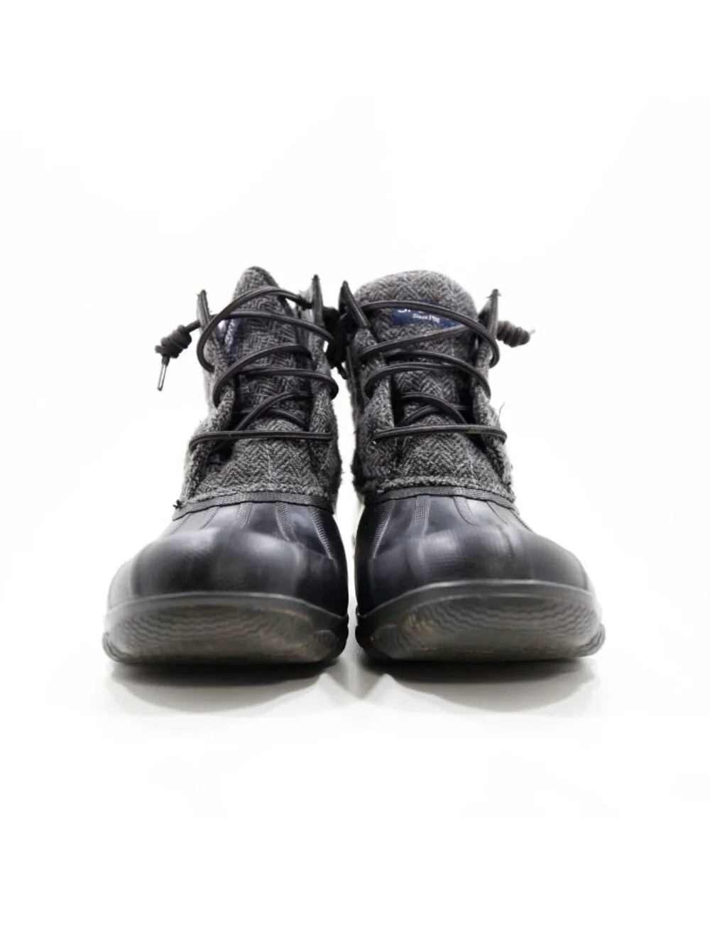 Sperry Saltwater Gray Wool & Black Rubber Waterproof Rain Duck Boots - Women's 7